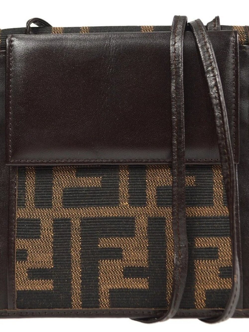 Fendi Zucca Pochette Shoulder Bag Wallet Purse Brown
